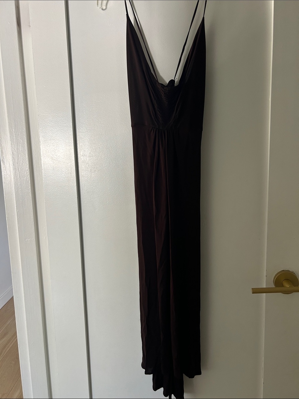 Yyigal Spaghetti Strap Maxi Slip Dress in Dark Brown